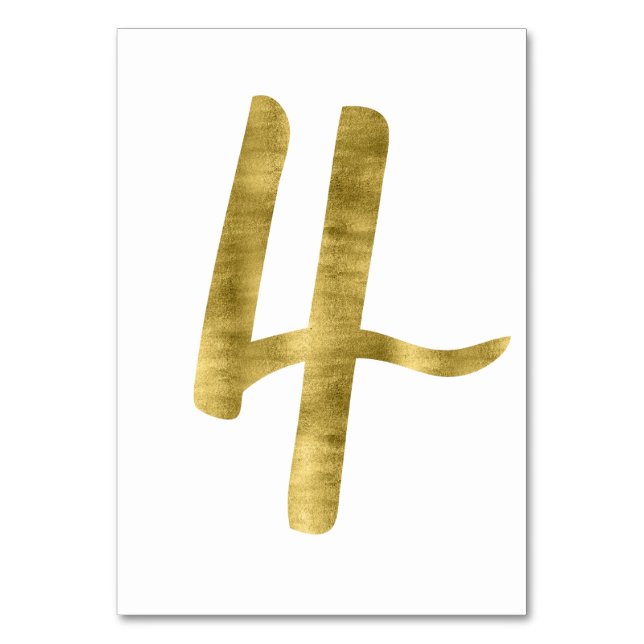 Tischnummern mit Goldfolien-Effekt Nummer 4 (Vorderseite)