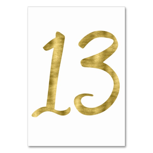 Tischnummern mit Goldumlaufeffekt Nummer 13 (Vorderseite)
