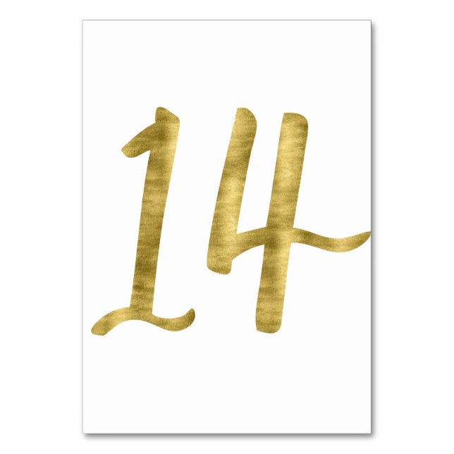Tischnummern mit Goldumlaufeffekt Nummer 14 (Vorderseite)