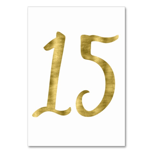 Tischnummern mit Goldumlaufeffekt Nummer 15 (Vorderseite)