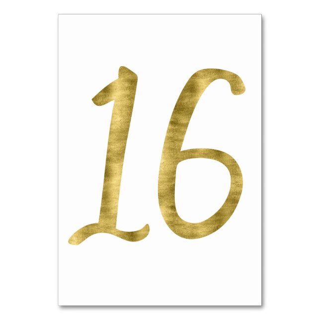 Tischnummern mit Goldumlaufeffekt Nummer 16 (Vorderseite)