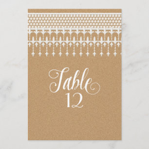 Tischnummern Rustikal Vintage Spitze Kraftpapier