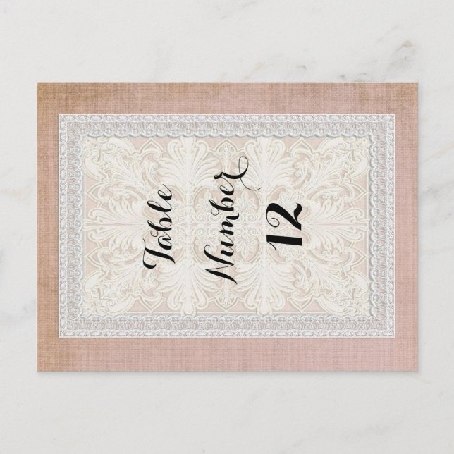 Tischnummern Rustikale Spitzen mit alter Vintager  (Vorderseite)