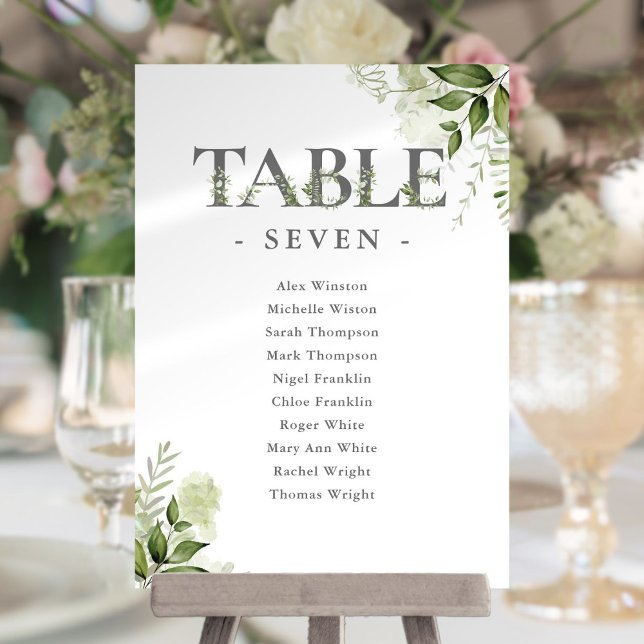 Tischnummern-Set mit Grün-Typografie-Sitzplan (Greenery Typography Seating Plan Table Number)