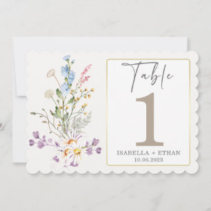 Tischnummern-Vorlage mit Wildblumen Einladung