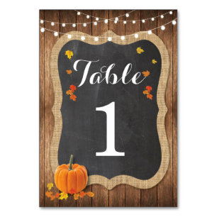 Tischnummern Wedding Pumpkin Rustic Chalk Card