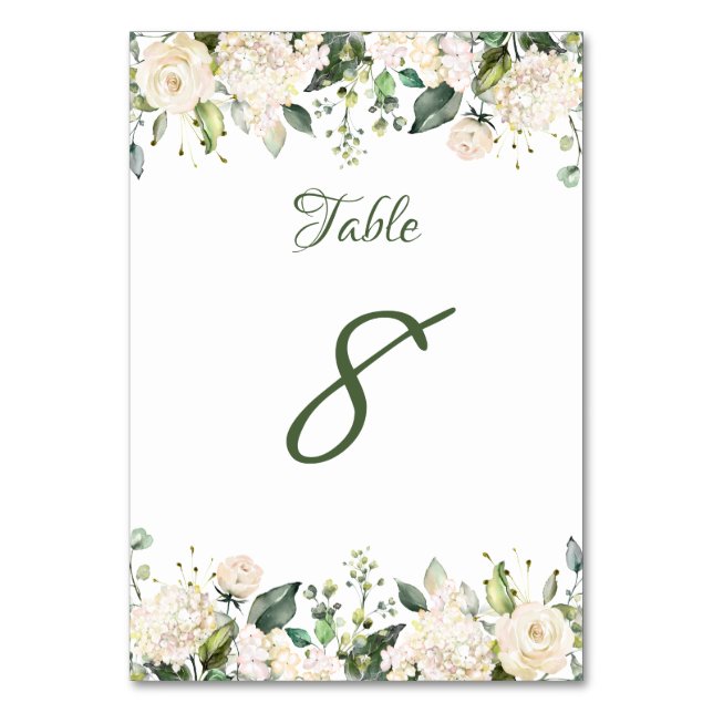 Tischnummern zur Hochzeit von weißer Blume (Vorderseite)