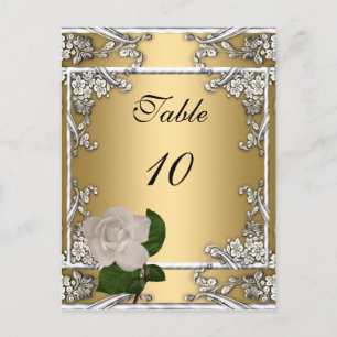 Tischnummernkarte Elegante Hochzeit Gold Creme Ros Postkarte