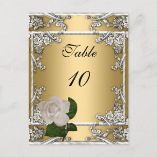 Tischnummernkarte Elegante Hochzeit Gold Creme Ros Postkarte