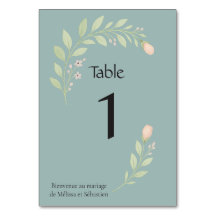 Tischnummernkarte für Hochzeit, floral
