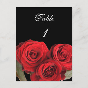 Tischnummernkarte Rote Rose Schwarz Postkarte