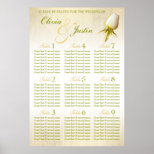 Tischplaner für Hochzeitssitze mit weißer Rose 1-9 Poster