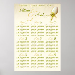 Tischplaner für Hochzeitssitze mit weißer Rose 1-9 Poster