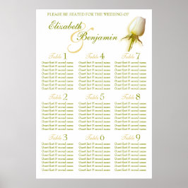 Tischplaner für Hochzeitssitze mit weißer Rose 1-9 Poster