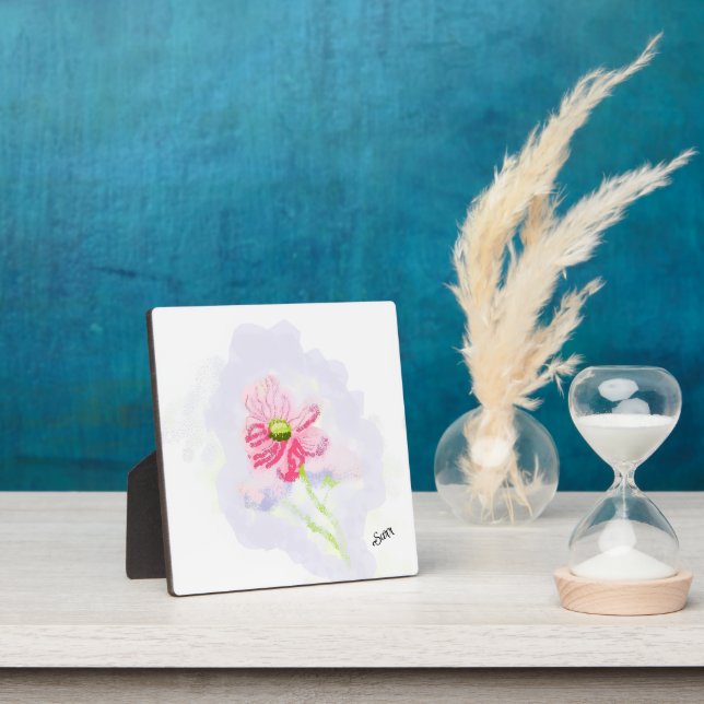 Tischplaque mit Staffelei: Iris in Blüte. Fotoplatte (InSitu)