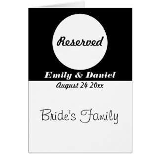 Tischreservierungskarte Schwarz/Weiß Hochzeit