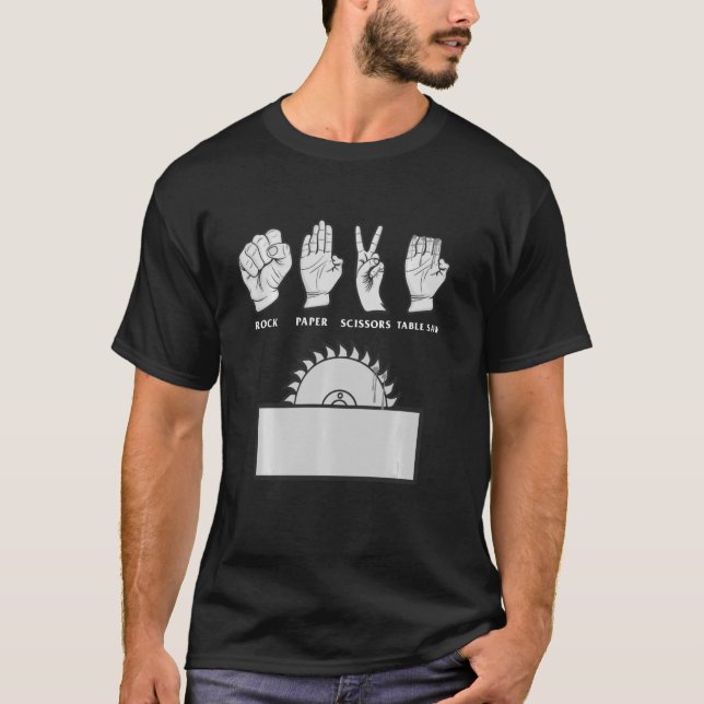 Tischsäge für Schere aus Funny Rock-Papier für Tis T-Shirt (Vorderseite)