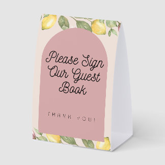 Tischschild für das Gästebuch Pink Lemon Tischaufsteller