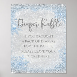 Tischschild für Diaper-Raffel im Winter-Wunderland Poster