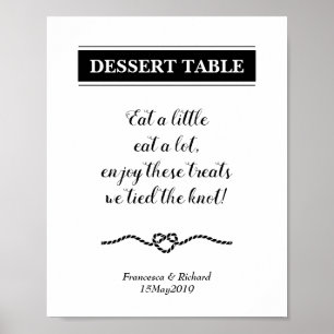 Tischschild für nautische Hochzeitsdesserts mit Se Poster