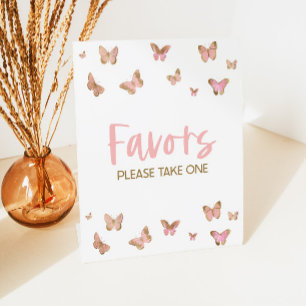 Tischschild für rosa Schmetterlings-Partygeschenke Sockelschild