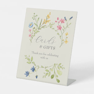 Tischschild für Wildblumen-Hochzeitskarten und -Ge Sockelschild