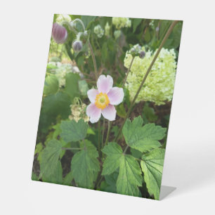 Tischschild mit rosa Wildblume Botanischer Blume Sockelschild