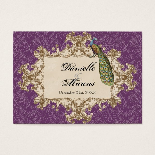 Tischsitze - Lila Vintage Pfaue und Pfaue (Vorderseite)