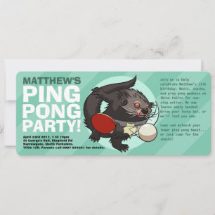 Tischtennis Bearcat Ping Pong Binturong Cartoon Einladung