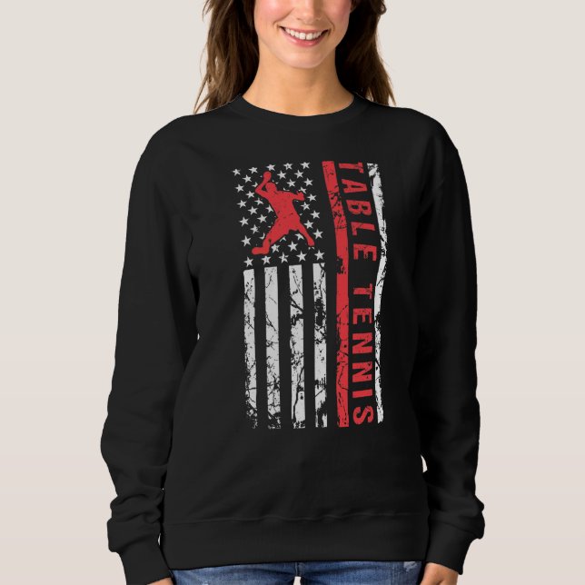 Tischtennis Cool American Flag Player Sweatshirt (Vorderseite)