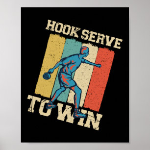 Tischtennis-Haken-Aufschlag zum Gewinnen Retro Poster