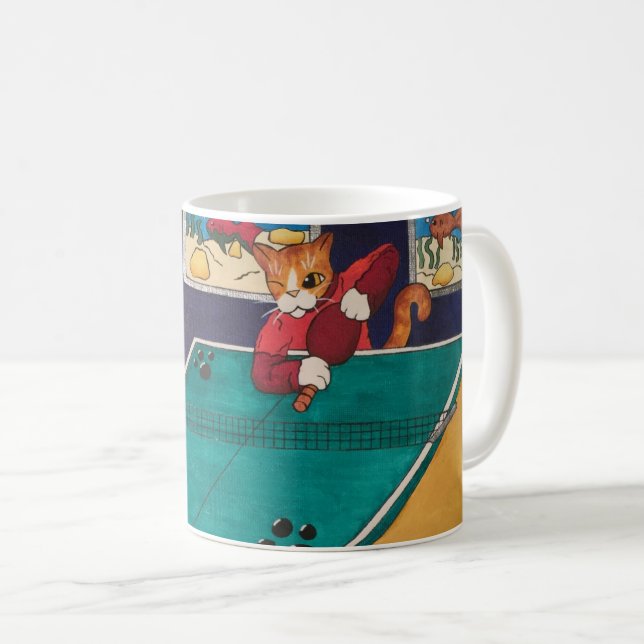 Tischtennis-Katzen Kaffeetasse (VorderseiteRechts)
