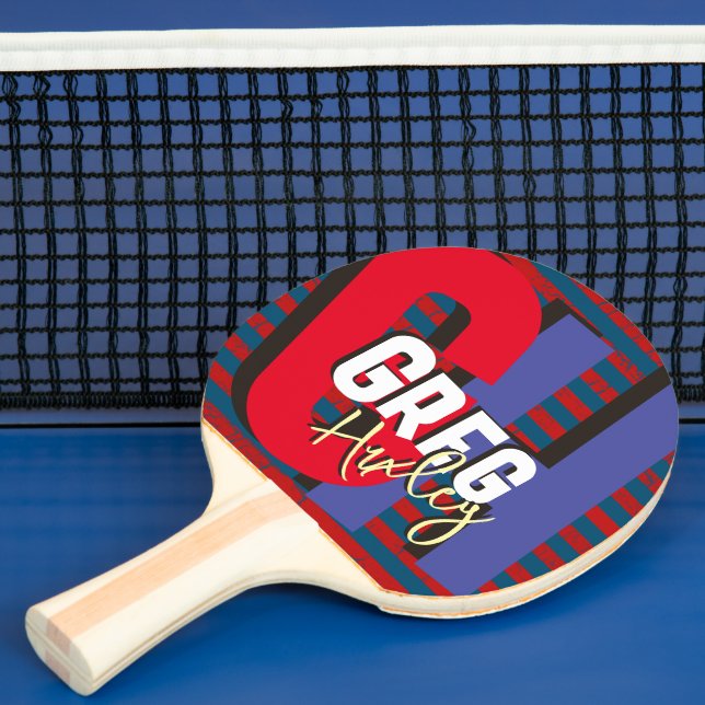 Tischtennis Name fett rot blauer Monogramm Tischtennis Schläger (InSitu)