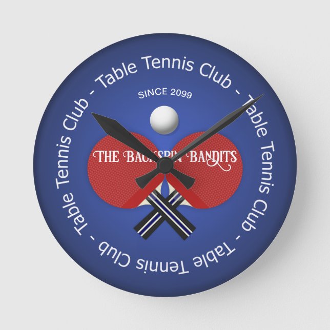 Tischtennis Ping Pong Paddles & Ball Wall Runde Wanduhr (Vorderseite)