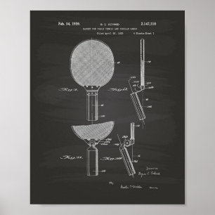 Tischtennis-Schläger 1939 Patentkunst - Tafel Poster