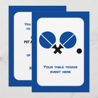 Tischtennis Tischtennisschläger und Ballblau Einladung