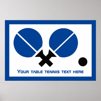 Tischtennis Tischtennisschläger und Ballblau Poster