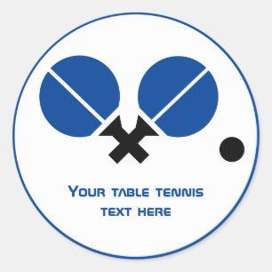Tischtennis Tischtennisschläger und Ballblau Runder Aufkleber