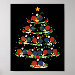 Tischtennis-Weihnachtsbaumlichter Srts Spieler Xma Poster