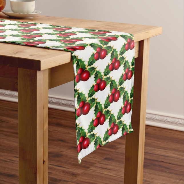 Tischtennis-Weihnachtsrot Holly Großer Tischläufer (Beispiel)