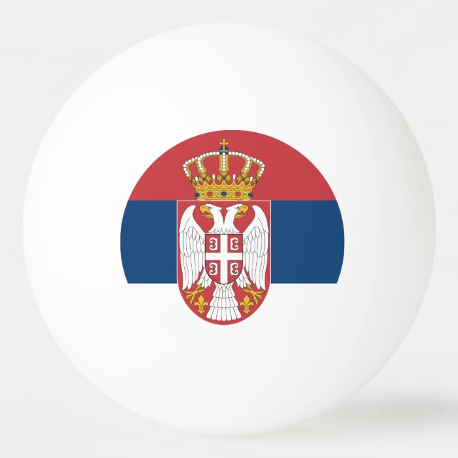 Tischtennisball mit der Flagge Serbiens (Rückseite)