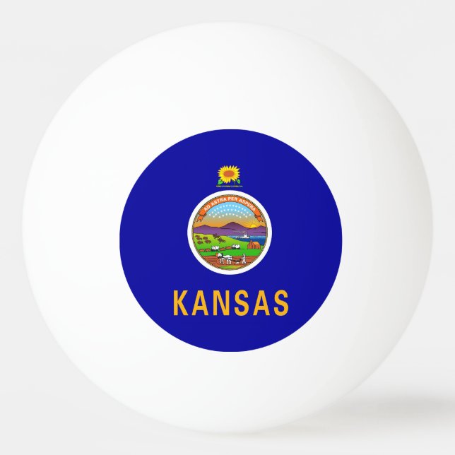 Tischtennisball mit Fahne des Kansas-Staat (Rückseite)