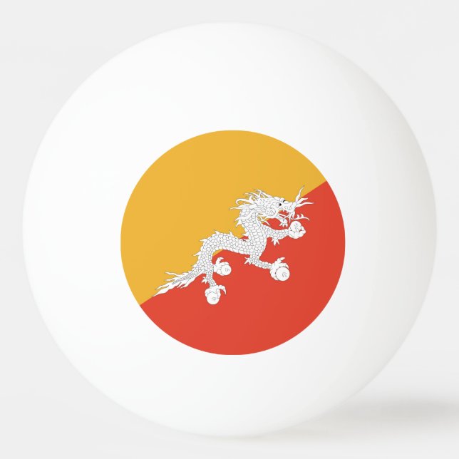 Tischtennisball mit Flagge Bhutans (Rückseite)