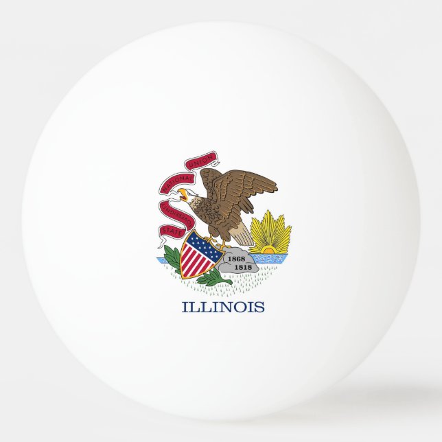 Tischtennisball mit Flagge des Illinois-Staat (Rückseite)