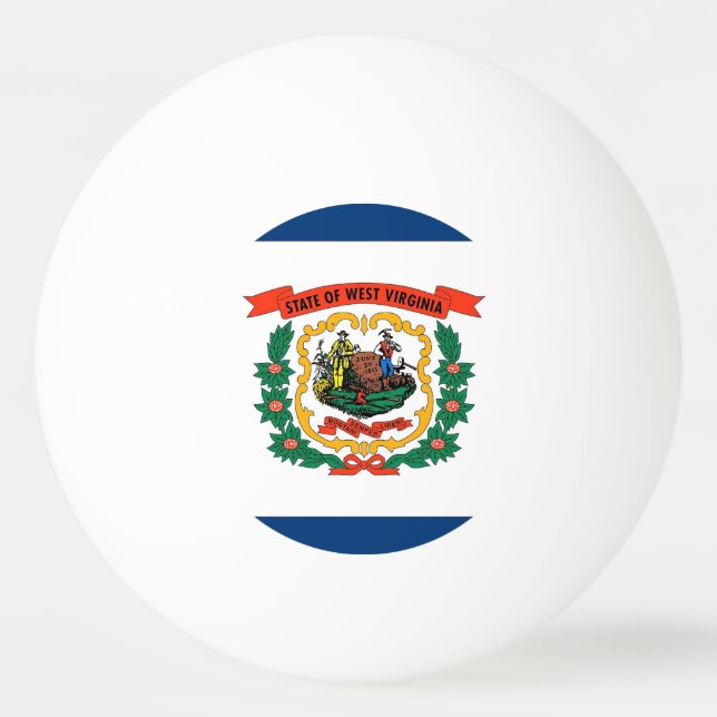 Tischtennisball mit Flagge von West Virginia (Rückseite)
