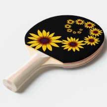 Tischtennisschläger mit gelben Sonnenhut - Blumen