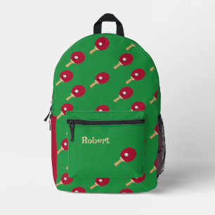 Tischtennisschläger personalisiert grün bedruckter rucksack