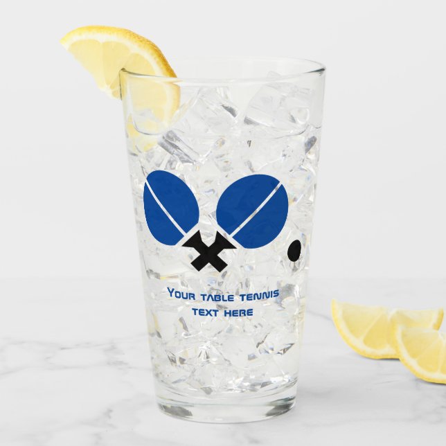 Tischtennisschläger und Ball aus schwarzem, blauem Glas (Vorderseite Ice)