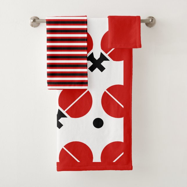 Tischtennisschläger und Ball mit roter Grenze Badhandtuch Set (Insitu)