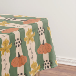Tischtuch aus handgezogenem Kürbis und Leaf Tischdecke